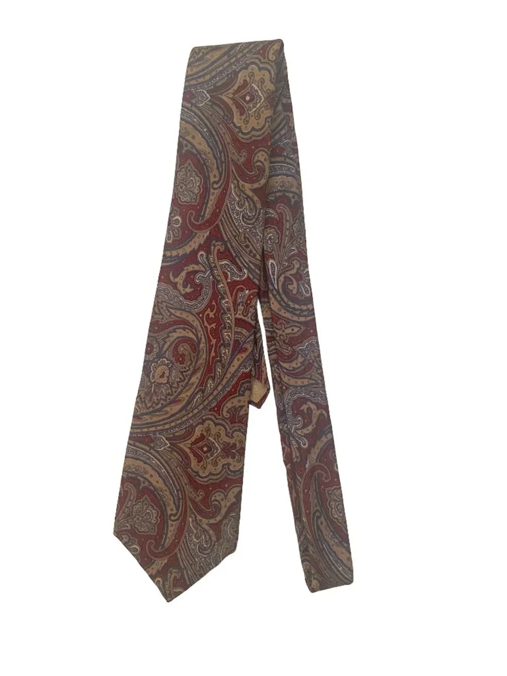 Christian Dior Classic Paisley Men's Tie in Red, Blue, and Gold Business Preppy